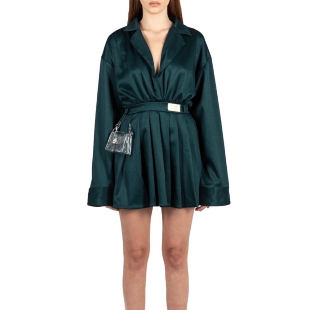 My Mum Made It V Neck Pleated Dress